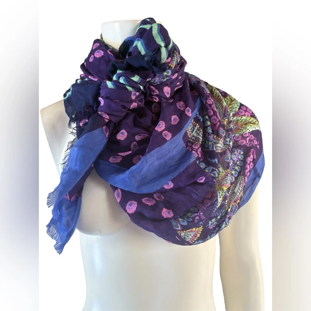 Vera Bradley Floral Multicolored Mixed Print Long Scarf 73” x 26”